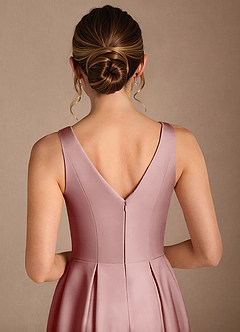Azazie Fulton Mother of the Bride Dresses Dusty Rose A-Line Pleated Stretch Satin Dress image6