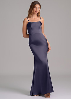 Azazie Miley 신부 들러리 드레스 인어 오프 더 숄더 스트레치 새틴 바닥 길이 드레스 image8