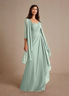 Azazie Clinton Mother of the Bride Dresses Agave A-Line Pleated Mesh Dress image2