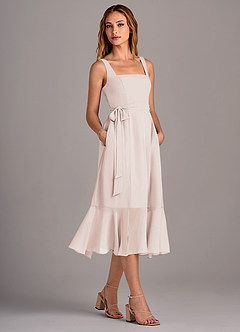 Azazie Deb Bridesmaid Dresses Rose Petal A-Line with Pockets Chiffon Convertible Dress image3