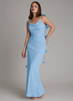 Azazie Kalico Bridesmaid Dresses Powder Blue Mermaid Pleated Chiffon Dress image1