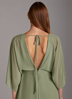 Azazie Rebecca Final Sale Black A-Line V-Neck Long Sleeve Chiffon Dress image5