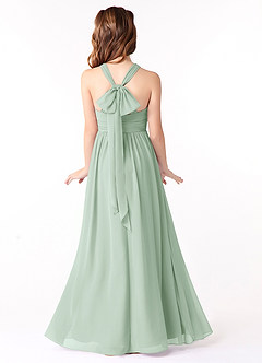 Azazie Jaylah Junior Agave A-Line Ruched Chiffon Dress image1