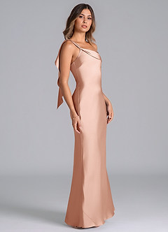 Azazie Driea Brudtärnklänningar Klä av Sjöjungfru i Stretch Satin Ena axeln Roséguld image4