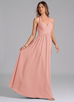 Azazie Darlyn Jurken voor bruidsmeisjes Jurk van Chiffon met A-Lijn Geplooid Rozet image6