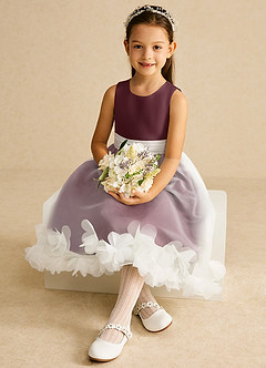 Azazie Stardust Blumenmädchenkleider A-Linie ärmellos Organza Kleid Sangria image2