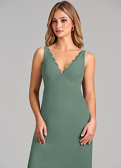 Azazie Tianna Final Sale Eucalyptus Sheath Chiffon Dress image6