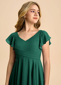 Azazie Caria Junior Emerald A-Line Pleated Chiffon Dress image4