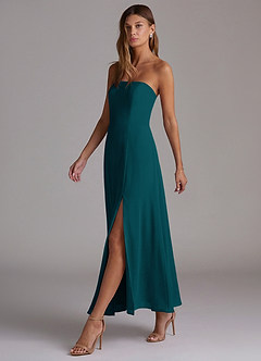 Azazie Wren Vestidos de madrinha de casamento Vestido Pinho de Chiffon de Linha A com Sem alças image3