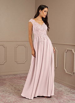 Azazie Amethyst Mother of the Bride Dresses Blushing Pink A-Line V-Neck Sequins Chiffon Dress image4