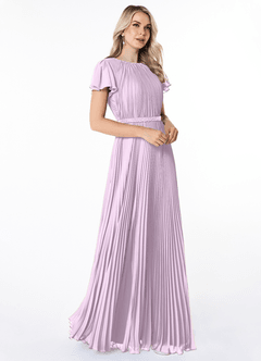 Azazie Kara vestidos de dama de honor modestos Vestido de Corte En A Plisado Hasta el suelo Gasa image3