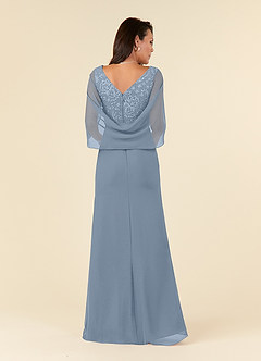 Azazie Laina Mother of the Bride Dresses Dusty Blue Mermaid Lace Chiffon Dress image4