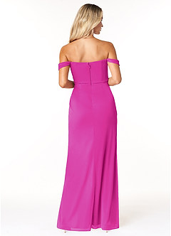 Azazie Tessa Bridesmaid Dresses Fuchsia Sheath Sweetheart Off-The-Shoulder Mesh Convertible Dress image6