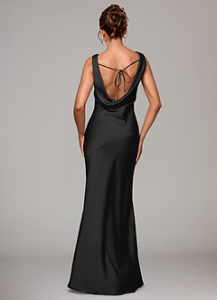 Azazie Rylina Bridesmaid Dresses Black Mermaid Stretch Satin Dress image5