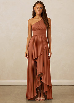 Christian Siriano Bridal for Azazie 1008 Brautjungfernkleider A-Linie One-Shoulder Stretch-Satin Kleid Zedernrose image1
