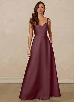 Christian Siriano Bridal for Azazie 1001 Bridesmaid Dresses Sangria A-Line Sweetheart Neckline Stretch Satin Dress image8