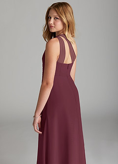 Azazie Maive Junior Cabernet A-Line Pleated Chiffon Dress image6