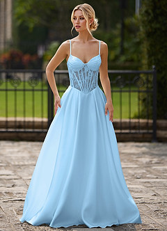 Nimbus Hellblau Ballkleid aus Satin mit Korsettausschnitt image5