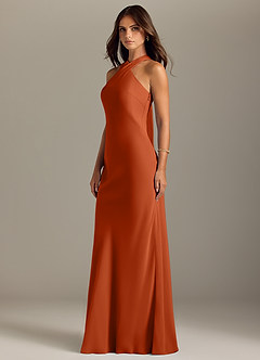Azazie Doretta Bridesmaid Dresses Burnt Orange Mermaid Pleated Chiffon Dress image4