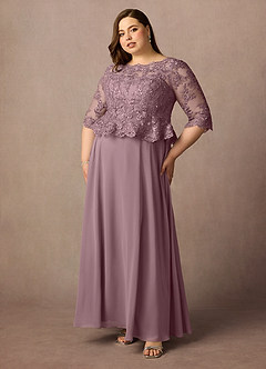 Azazie Averie vestidos de madre de la novia Vestido de Rosa Polvorienta de Gasa de Corte En A con Cuello barco Lentejuelas image11