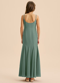 Azazie Evey Junior Abito Sirena in Chiffon Plissettato Eucalipto image2