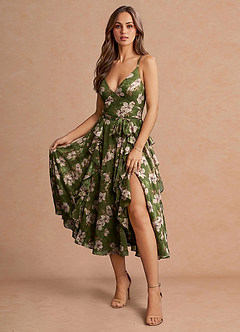 Robe Mi-Longue Vert Floral Megan image5