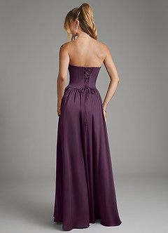 Azazie Arden Bridesmaid Dresses Plum A-Line Corset Stretch Satin Dress image2