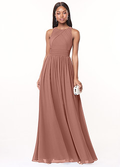 Azazie Harper Bridesmaid Dresses Cedar Rose A-Line Pleated Chiffon Dress image1