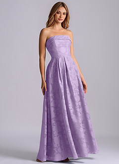 Azazie Lucienne Vestidos de damas de honor Vestido de Lila de Devorado Floral de Corte en A con Sin tirantes image3