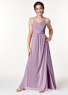 Azazie Luxy Junior Wisteria Pleated Mesh Dress image3