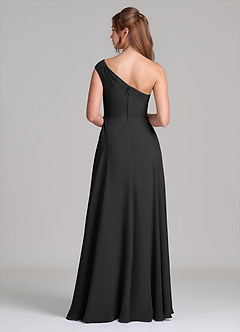 Azazie Melanie 신부 들러리 드레스 A라인 오프 더 숄더 쉬폰 바닥 길이 드레스 image6