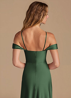 Azazie Jackalin Bridesmaid Dresses Eucalyptus A-Line Off the Shoulder Metallic Satin Convertible Dress image2
