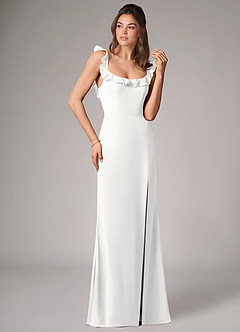 Azazie Callie Bridesmaid Dresses White Mermaid Side Slit Chiffon Convertible Dress image3