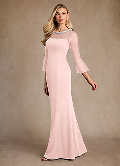 Azazie Bellevie 신부의 어머니 드레스 쉬스 구슬 스트레치 크레이프 플로어 길이 드레스 image5