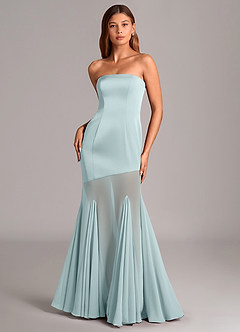 Azazie Uma Jurken voor bruidsmeisjes Converteerbaar Jurk van Chiffon met Zeemeermin Strapless De Nevel image1