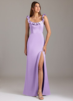 Azazie Callie Brautjungfernkleider Wandelbar A-Linie Gestreift Stretch-Satin Kleid Flieder image1