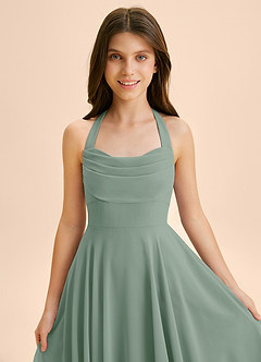 Azazie Kady Junior A-Linie Herzausschnitt Chiffon Kleid Silberner Salbei image6