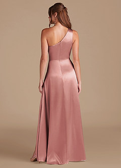 Azazie Brooke Bridesmaid Dresses Dusty Rose A-Line One Shoulder Metallic Satin Dress image7