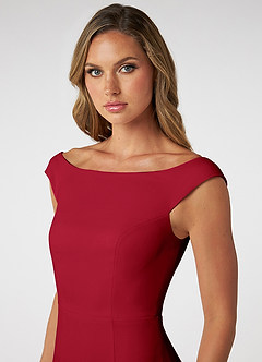 Azazie Nicolina Bridesmaid Dresses Scarlet Mermaid Square Neckline Stretch Crepe Dress image5