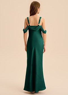 Azazie Bellalina Junior Vestido de Esmeralda de Satén Elástico de Corte Sirena con Plisado image2