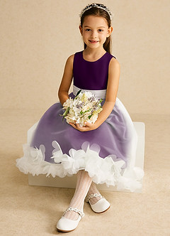 Azazie Stardust Flower Girl Klänningar Klänning A-Linje i Organza Ärmlös image2