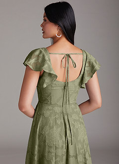 Azazie Bondi Bridesmaid Dresses Pistachio A-Line Side Slit Floral Burnout Dress image5