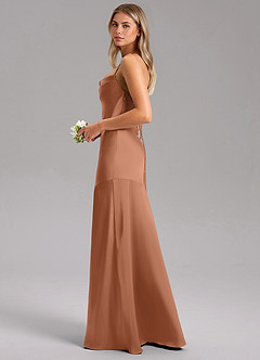 Azazie Grata Bridesmaid Dresses Bronzer Sheath Side Slit Stretch Satin Dress image5