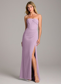 Azazie Chantel Jurken voor bruidsmeisjes Converteerbaar Jurk van Chiffon met Kolom Strapless Blauweregen image1