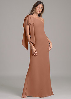 Azazie Capri Bridesmaid Dresses Bronzer A-Line One Shoulder Chiffon Dress image4