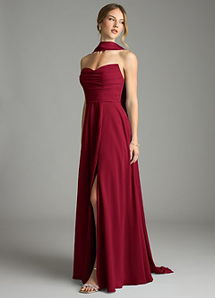 Azazie Ayla Abiti da Damigella Abito A-Line in Chiffon Scollo a Cuore Borgogna image8