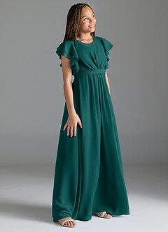 Azazie Daphne Junior Peacock A-Line Pleated Chiffon Dress image3