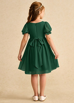 Azazie Jolie Blumenmädchenkleider A-Linie mit ärmel Chiffon Kleid Dunkelgrün image2