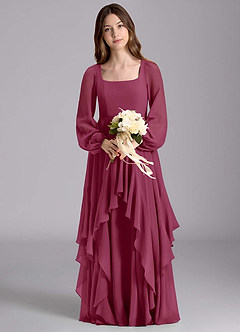 Azazie Clara Junior Klänning av A-Line i Chiffong Blouson image7