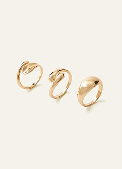 front Three-Piece Sculptural Ring Set